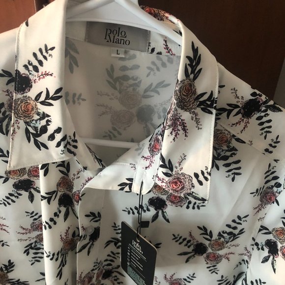 Polo Mano Floral Short Sleeve Button Down Size L - Picture 2 of 3